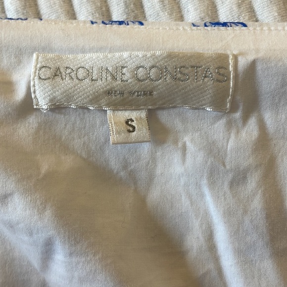 CAROLINE CONSTAS Puff Sleeve Blue and White Pattern Mini Puff Sleeve Dress - Picture 5 of 5